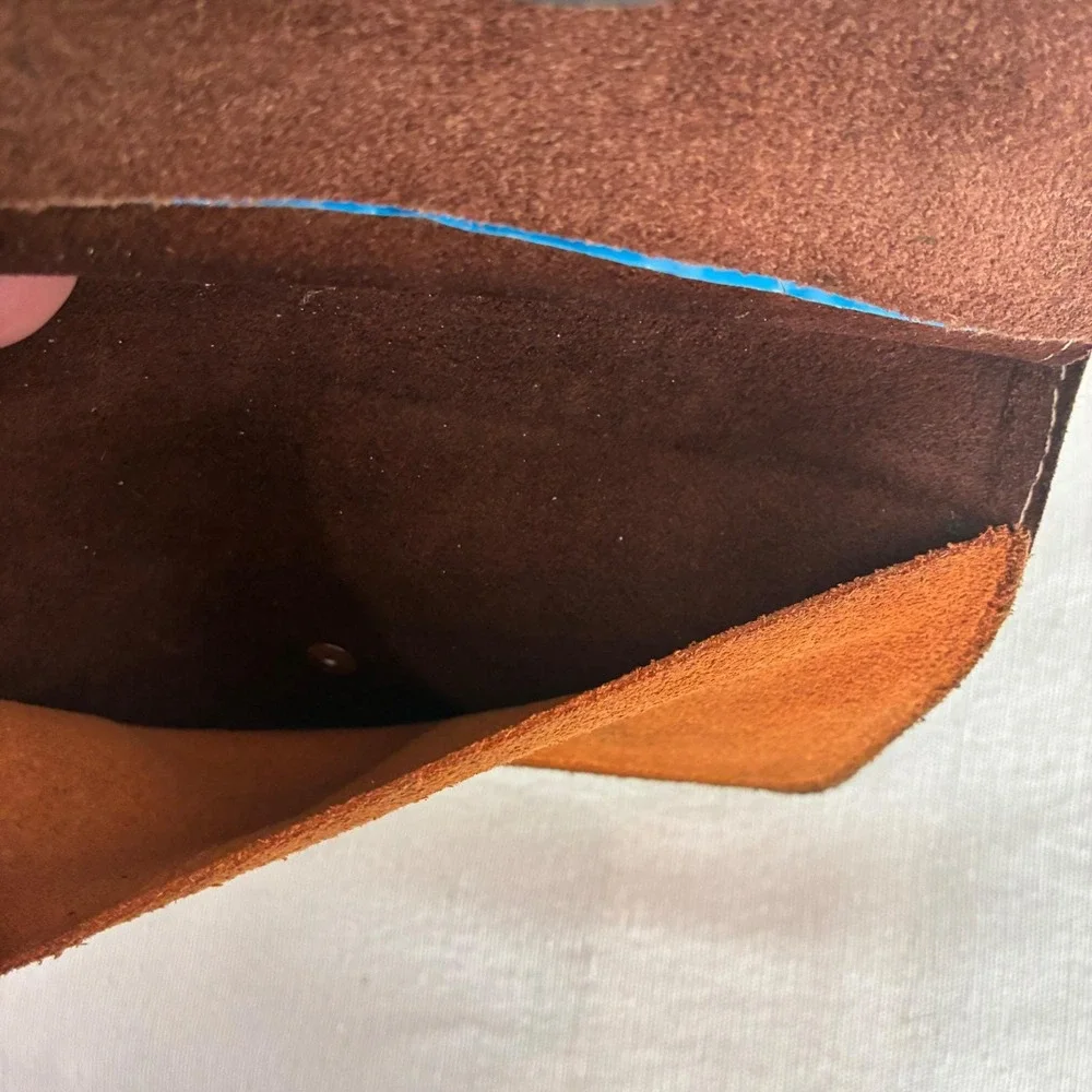Vintage Brazilian Leather Envelope Wallet Brown Soft Snap Minimalist Unisex Y2K‎
